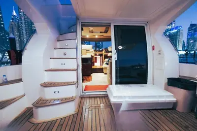 a small room with a view of a city at Riviera Leisure Yachts Dubai in Dubai