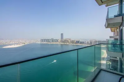 a view of a body of water from a building at Sea View 2BR Apartment in Beach Vista 2 in Dubai