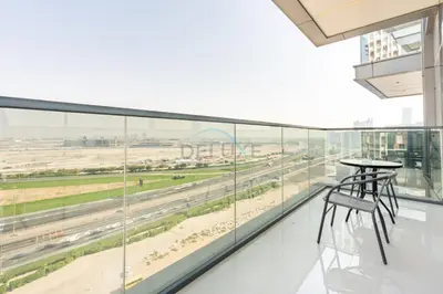 an empty building with a view of an airport at Skyline View 1BR, Minutes Away from Downtown and Dubai Mall, Nobles Tower, Business Bay by Deluxe Holiday Homes in Dubai