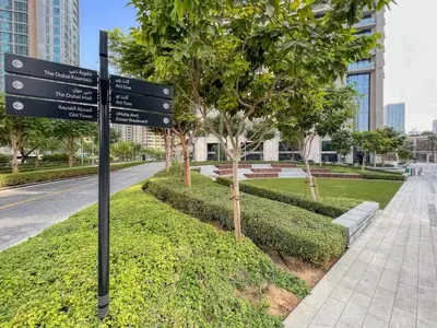 a street sign on the side of a road at The 34th Perch Downtown Retreat 2BDR in Dubai