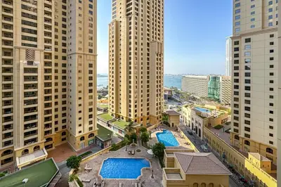 an aerial view of a city with tall buildings at Centrally Located Close to Beach in Dubai