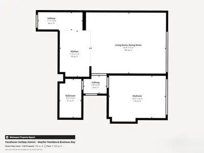 a floor plan of a house at Vacationer I Premium 1 Bedroom I Canal View I Business Bay I Free Gym, Pool, Parking & Wi-Fi in Dubai