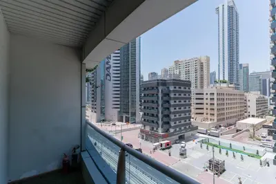 a view of a city from a balcony at Dubai Marina - Perfect Studio Apartment in Dubai