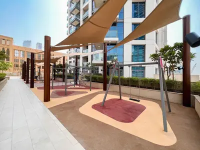 a playground in the middle of a building at Vogue Downtown Bellevue Towers near Burj Khalifa and Dubai Mall, One Bedroom Apartment with Balcony and City View, Full Access to all Amenities in Dubai