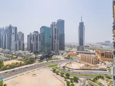 an aerial view of a city with tall buildings at TRPS - BLVD Heights, Downtown Dubai - Luxury 1BR, Close to Dubai Mall in Dubai