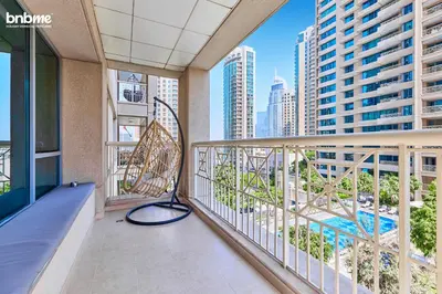 a balcony with a view of the city at bnbmehomes - 29 Boulevard Tower 1 in Dubai