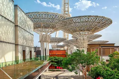 a view of a building with domed ceilings at Tratoli JBR Shared Hostel with Sea View in Dubai