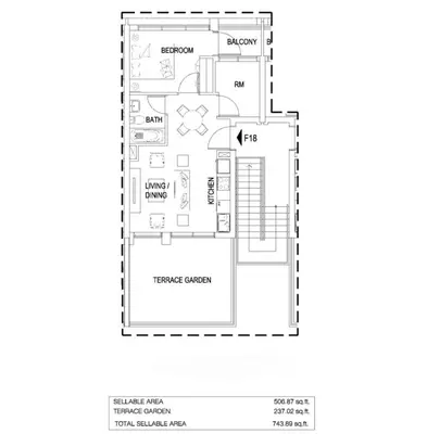 a floor plan of a house at Modern 1 Bedroom Apartment in Damac Hills 2 in Dubai