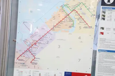 a map of the subway lines on a wall at Modern Studio in Marina in Dubai