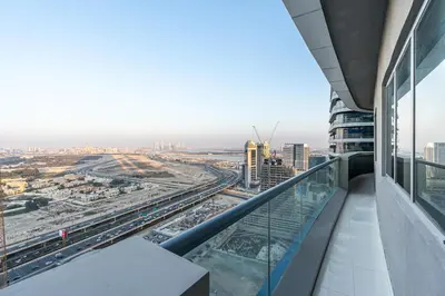 a view from the observation deck of a building at Elegant 2BR APT, 3 minutes to Burj Khalifa in Dubai