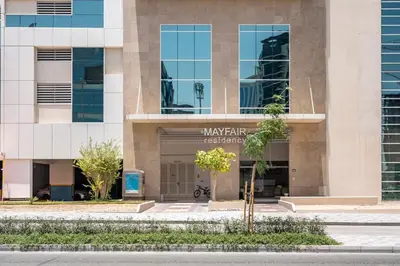 a building with the entrance to the marriott executive apartments at Water View I Chic 1BR I Mayfair I 3 Sleeps I Fast Wi-Fi I Walkable Area in Dubai