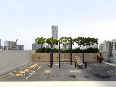 a playground on the roof of a building at GuestReady - Top-Floor Tranquillity in JVC in Dubai