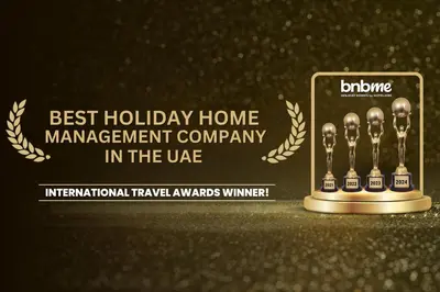a sign that says best holiday home management company in the uae at bnbmehomes - Vida Residence A1 in Dubai