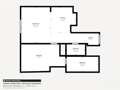 a floor plan of a house at Marina Gate 2 - High Rise One Bed with Marina View in Dubai