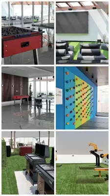 a collage of four different pictures of a climbing wall at Opalz by danube in Dubai