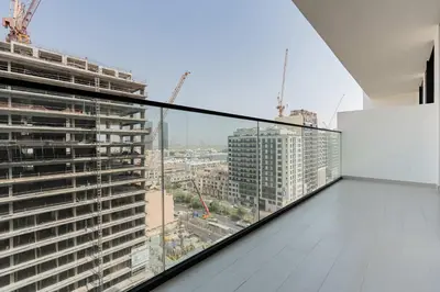 a view from the balcony of a building under construction at TRPS - Binghatti Amber, JVC - Luxury 1BR Haven - Prime Location in Dubai