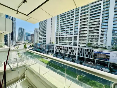 a view of a city skyline from a building at Luxurious 1BR , Damac Maison Canal Views in Dubai