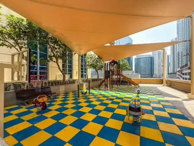 a view of a checkered floor in a building at DAYF-CLA Stylish Apartment for 4 Guests in Central Location in Dubai