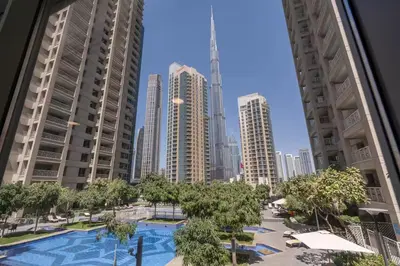 a view of a city with tall buildings at RBA Holidays - Luxury Studio near Burj Khalifa - Downtown Dubai in Dubai