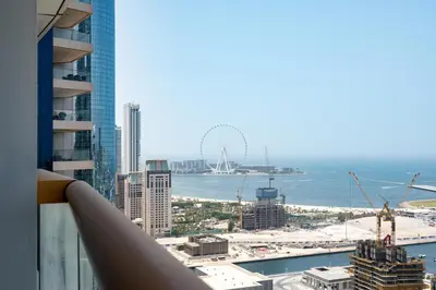 a view of the city from a skyscraper at Gala Guests - Elite Sea View Suites Dubai Marina in Dubai
