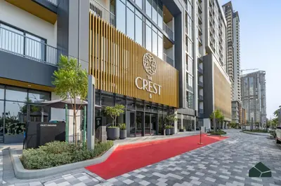 a red carpet in front of a building at Stylish 1BR with City and Partial Burj View by BMS in Dubai