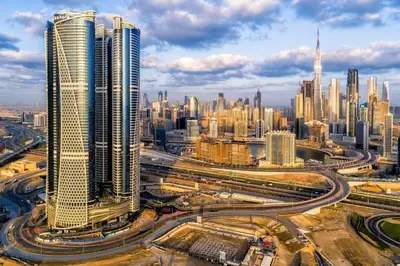 an aerial view of a city with many tall buildings at Stylish 1BR in Damac by Paramount Business Bay in Dubai