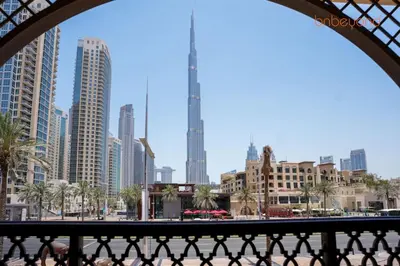 a view of a city skyline with tall buildings at Bnbeyond Ultra-Luxe 2BR with Burj Khalifa Panorama in Dubai