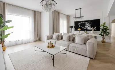 a living room with a couch and a table at Beautiful 2 bed in JBR SHAMS in Dubai