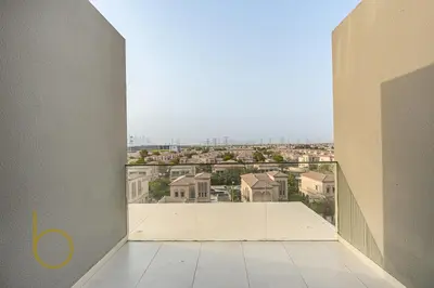 an empty room with a view of a city at Bookable - Studio Room, Bali Residences JVT in Dubai