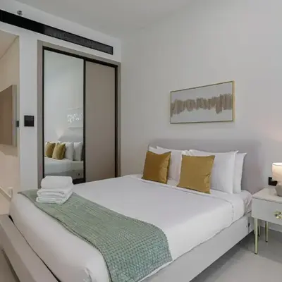 Welhome - Modern Gold Accents Studio in JVC with Balcony