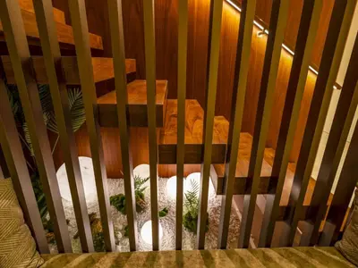 a wooden crib filled with a stuffed animal in it at Dubai Hills Mansion Cinema, Gym & Luxe Pool in Dubai