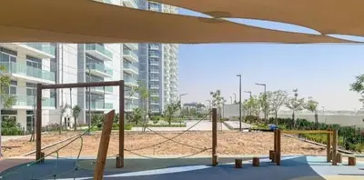 a volley ball court with a volleyball net at White Sage Damac Hills Cozy Artesia Studio in Dubai