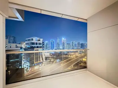 a view of a city skyline from a building at Stylish Studio in Elite Downtown in Dubai