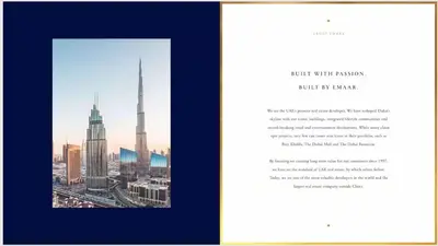 two brochures with a picture of the burj khalifa at Luxury 2BR- Pool with Burj View- 5 Min to Dubai Mall in Dubai
