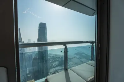a view from the floor of the shard looking out at the city at 83rd Floor Luxurious Penthouse Full Sea View 6 BHK in Dubai