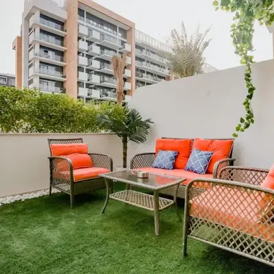 Bright Studio in Azizi Riviera with Patio & Pool