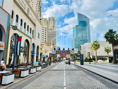 a street in a city with tall buildings at Exclusive 2BD in JBR Address with Ain Dubai View in Dubai