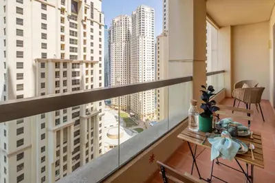a balcony with a view of a city at Frank Porter - Sadaf 7, JBR in Dubai
