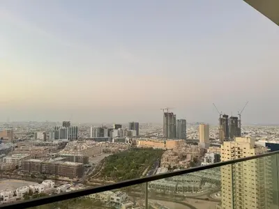 a view of a city from the top of a building at Modern 1BD APT In Binghatti Burj Khalifa Skyline in Dubai