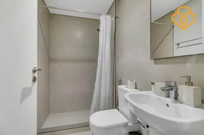 a bathroom with a sink and a toilet and a shower at 3 BR W Maid Walk to Pool, Arabian Ranches III Ruba in Dubai