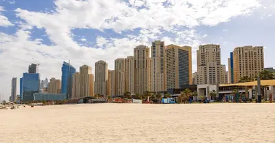 a skyline of a city with tall buildings at Private Room Steps from Jumeriah Beach & Marina Walk - LMY Sadaf 7 JBR Dubai in Dubai
