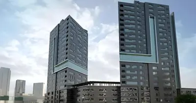 a rendering of a tall building in a city at Elegant Business Bay 2 Bedroom with Sauna, Pool and Jacuzzi in Dubai
