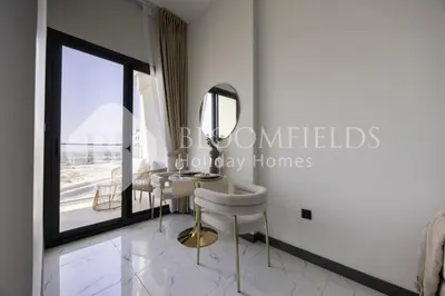 a rendering of a dressing room with a mirror at Bloomfields Cozy 1br In Rukan in Dubai