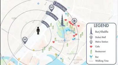 a map of leendert park with a man in the middle at Luxury 2B Burj Khalifa NYE Views, 5-Star Amenities in Dubai