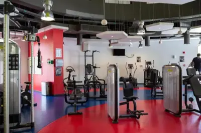 a gym with several treadmills and exercise bikes at Vacationer I Luxury 2 Bedroom Apartment I Marina View I Steps from JBR Beach in Dubai