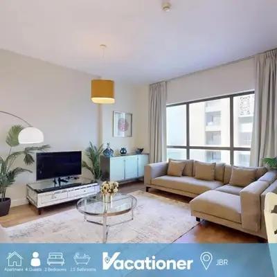 Vacationer I Luxury 2 Bedroom Apartment I Marina View I Steps from JBR Beach
