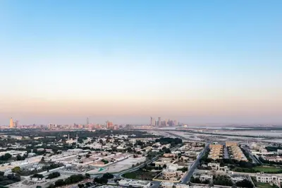 an aerial view of the city of dubai at Downtown views 1 Bedroom 5 PAX direct Dubai mall in Dubai