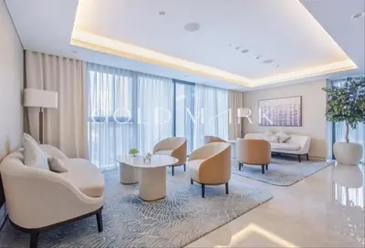 a rendering of a living room with chairs and tables at Stunning One bed Dubai mall downtown in Dubai