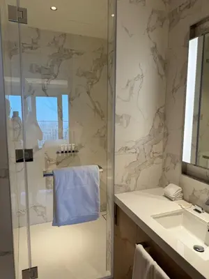 a bathroom with a shower and a sink at 2 Bedroom Apartment in Address Opera Residences in Dubai