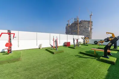 a playground in a building with playground equipment at Limited Time l Private Pool I Elegance l Prime Location in Dubai